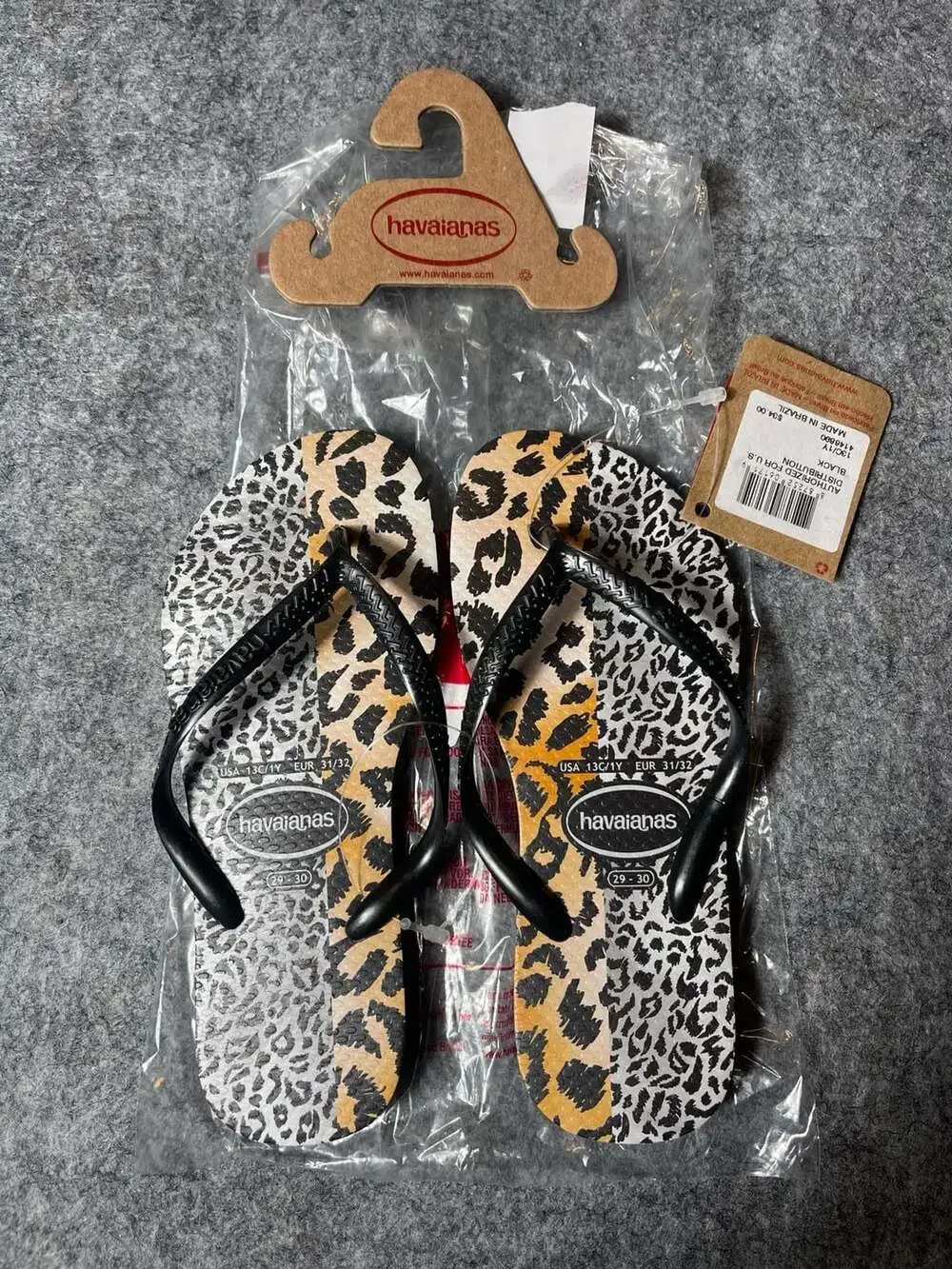 Havaianas Kids Animal Print Flip Flops Black Size 13C/1Y